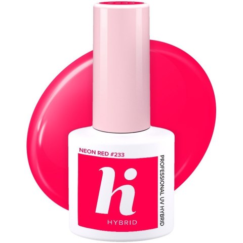 HI HYBRID Lakier hybrydowy Sport #233 Neon Red 5 ml HI HYBRID Lakier hybrydowy Sport #233 Neon Red 5 ml
