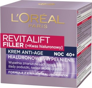 LOREAL Revitalift Filler Krem anti-age 40+ na noc - hialuronowe wypełnienie 50 ml