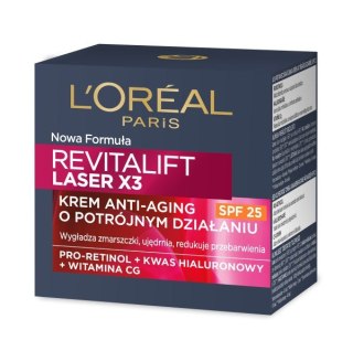 LOREAL Revitalift Laser x3 Krem anti-aging SPF25 na dzień o potrójnym działaniu 50 ml