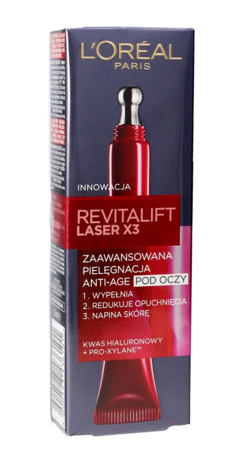 LOREAL Revitalift Laser x3 Krem po oczy anti-age o potrójnym działaniu 15 ml