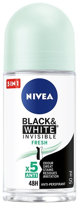 NIVEA Antyperspirant damski w kulce Black & White Invisible Fresh 50 ml