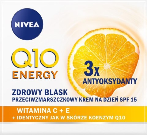 NIVEA Q10 Energy Przeciwzmarszczkowy krem na dzień SPF 15 - Zdrowy Blask 50 ml NIVEA Q10 Energy Przeciwzmarszczkowy krem na dzień SPF 15 - Zdrowy Blask 50 ml