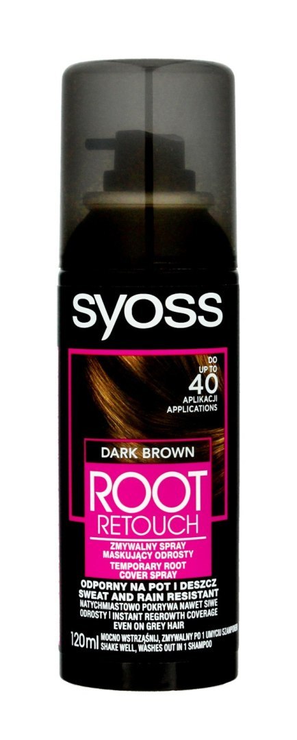 Syoss Root Retoucher Spray maskujący odrosty - Ciemny Brąz 120ml Syoss Root Retoucher Spray maskujący odrosty - Ciemny Brąz 120ml
