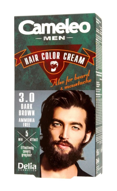 DELIA COSMETICS CAMELEO MEN Krem koloryzujący do włosów, brody i wąsów 3.0 Dark Brown DELIA COSMETICS CAMELEO MEN Krem koloryzujący do włosów, brody i wąsów 3.0 Dark Brown