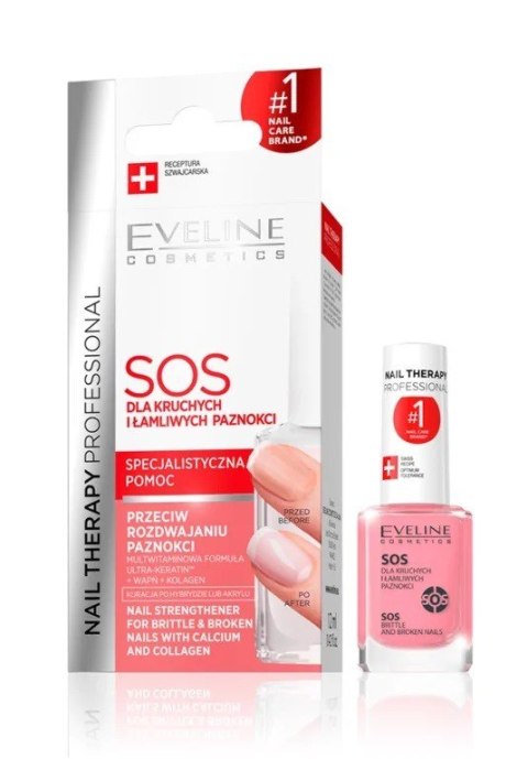 EVELINE Nail Therapy Professional SOS Odżywka wzmacniająca z wapniem i kolagenem 12 ml EVELINE Nail Therapy Professional SOS Odżywka wzmacniająca z wapniem i kolagenem 12 ml