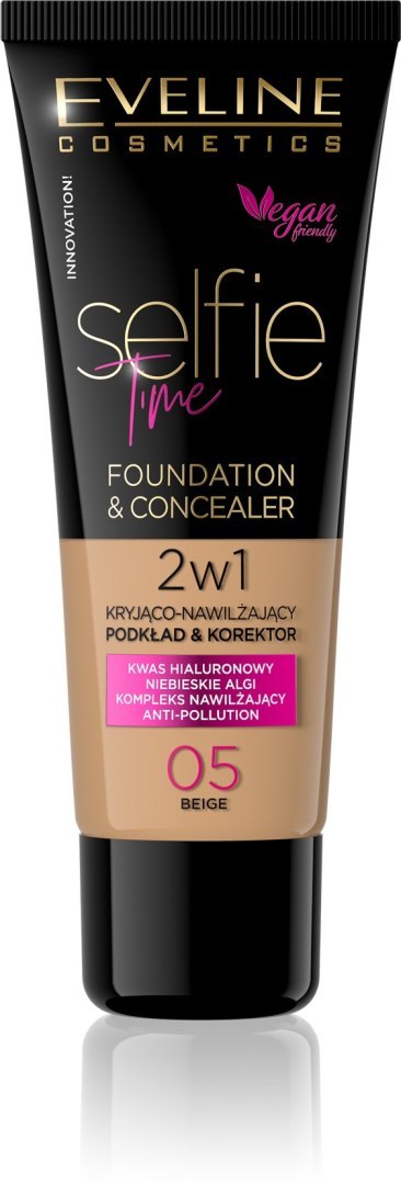 EVELINE Selfie Time Podkład 2w1 kryjąco-nawilżający nr 05 Beige 30 ml