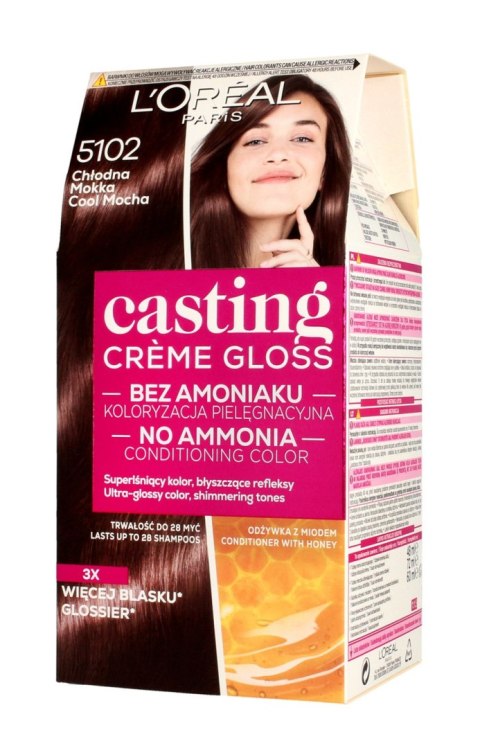LOREAL Casting Creme Gloss Krem koloryzujący nr 5102 Chłodna Mokka 1op. LOREAL Casting Creme Gloss Krem koloryzujący nr 5102 Chłodna Mokka 1op.