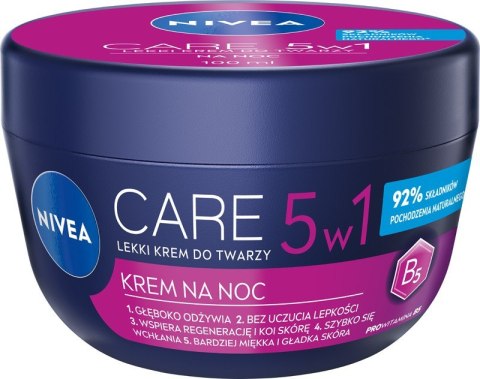 NIVEA Care Lekki krem do twarzy na noc 5w1 100 ml