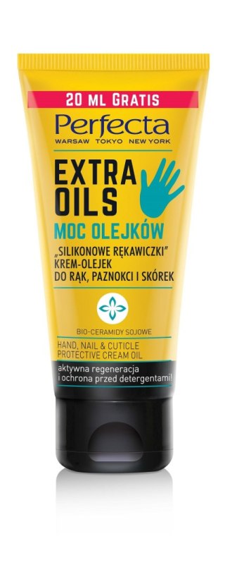 PERFECTA Extra Oils Krem-olejek do rąk, paznokci i skórek - Silikonowe Rękawiczki - tubka 80 ml