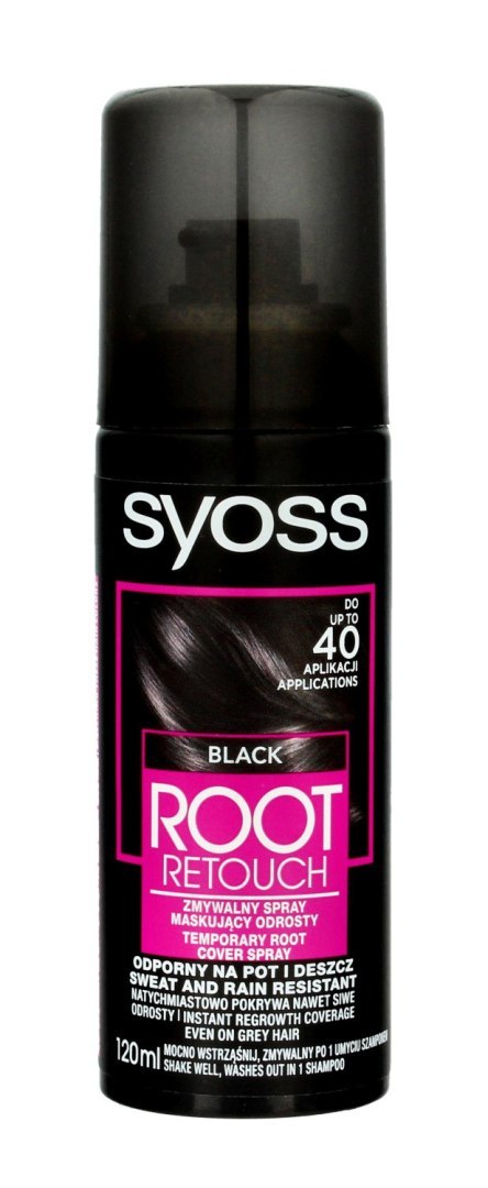 Syoss Root Retoucher Spray maskujący odrosty - Czerń 120ml Syoss Root Retoucher Spray maskujący odrosty - Czerń 120ml