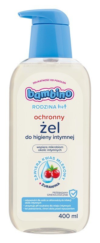 BAMBINO Rodzina Ochronny żel do higieny intymnej z ekstraktem z żurawiny 400 ml BAMBINO Rodzina Ochronny żel do higieny intymnej z ekstraktem z żurawiny 400 ml