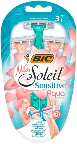 Bic Maszynka do golenia Miss Soleil 3 Sensitive Aqua Colours 1op.-3szt