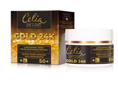 CELIA Gold 24K 50+ Luksusowy krem przeciwzmarszczkowy - lifting i nawilżenie 50 ml