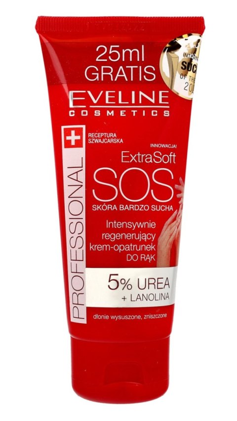 EVELINE Extra Soft SOS Intensywnie regenerujący krem-opatrunek do rąk - 5% urea + lanolina 100 ml