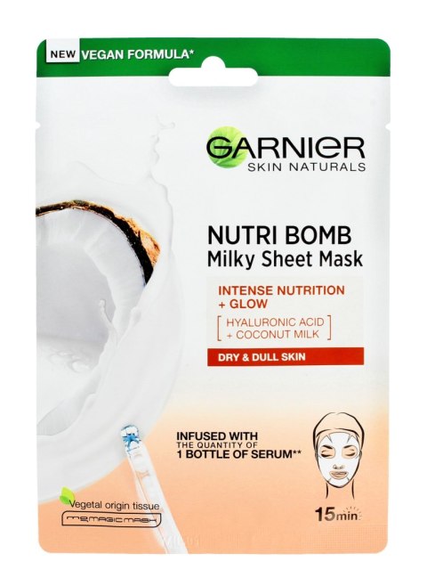 GARNIER Skin Naturals Maseczka na tkaninie odżywczo-rozświetlająca Nutri Bomb 1 szt GARNIER Skin Naturals Maseczka na tkaninie odżywczo-rozświetlająca Nutri Bomb 1 szt