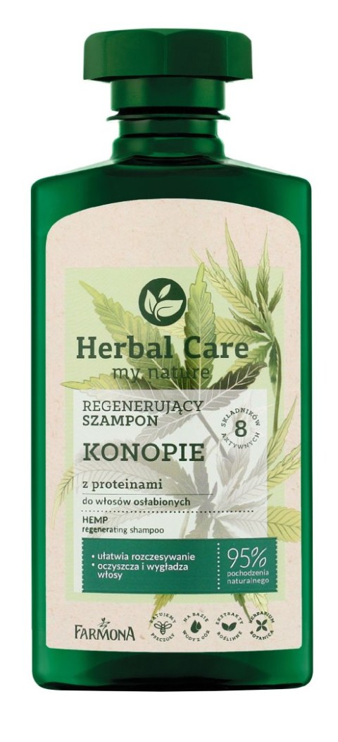 HERBAL CARE Regenerujący szampon Konopie z proteinami 330 ml HERBAL CARE Regenerujący szampon Konopie z proteinami 330 ml