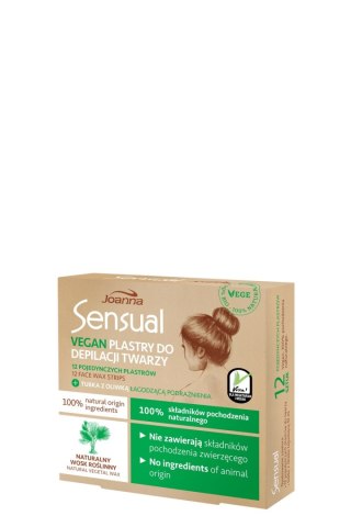 JOANNA Sensual Plastry do depilacji twarzy - Vegan Naturalny wosk roślinny 1 op. (12 szt.)