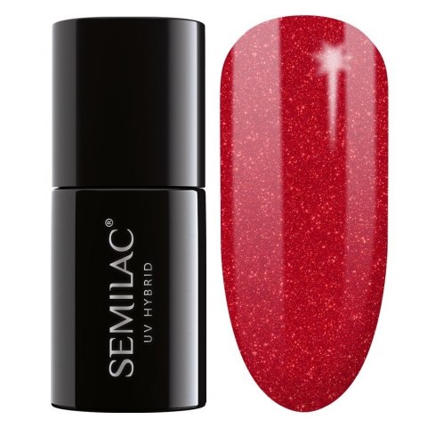 SEMILAC Lakier hybrydowy 025 Glitter Red 7 ml SEMILAC Lakier hybrydowy 025 Glitter Red 7 ml