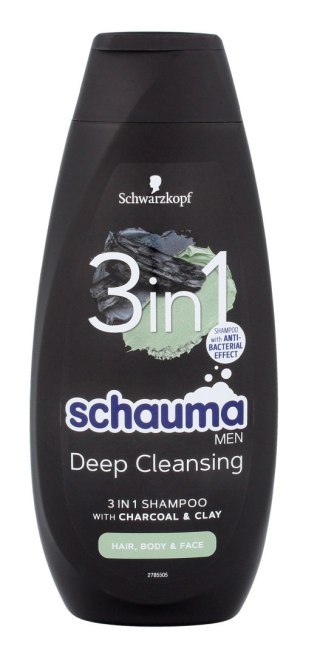 Schwarzkopf Schauma Men Szampon oczyszczający 3w1 Charcoal 400ml