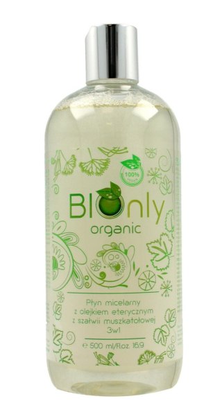 BIOnly Organic Płyn micelarny z olejkiem eterycznym z Szałwii Muszkatołowej 3w1 500ml