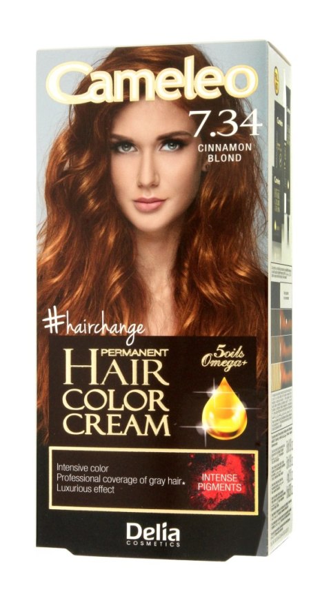DELIA COSMETICS CAMELEO OMEGA Farba permanentna 7.34 Cinnamon Blond DELIA COSMETICS CAMELEO OMEGA Farba permanentna 7.34 Cinnamon Blond