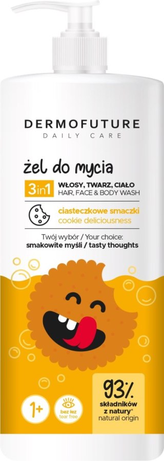 Dermofuture Daily Care Kids Żel 3in1 do mycia twarzy,ciała i włosów Ciasteczkowe Smaki 500ml