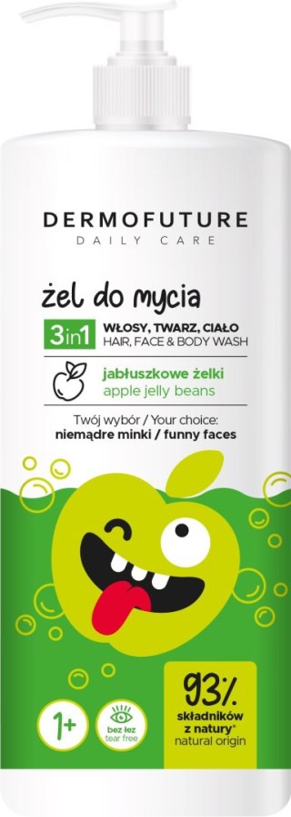 Dermofuture Daily Care Kids Żel 3in1 do mycia twarzy,ciała i włosów Jabłuszkowe Żelki 500ml