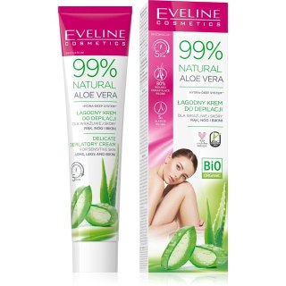 EVELINE Łagodny krem do depilacji 99% Natural Aloe Vera - skóra wrażliwa 125 ml