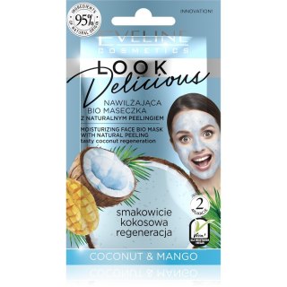 EVELINE Look Delicious Nawilżająca bio maseczka z naturalnym peelingiem - Coconut & Mango 10 ml