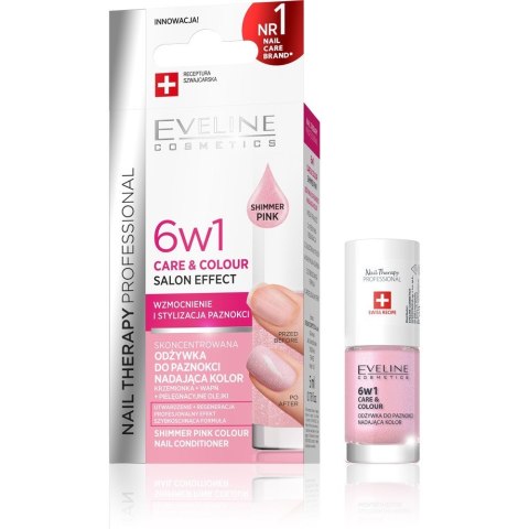 EVELINE Nail Therapy Professional Skoncentrowana odżywka do paznokci nadająca kolor - SiImmer Pink 5 ml EVELINE Nail Therapy Professional Skoncentrowana odżywka do paznokci nadająca kolor - SiImmer Pink 5 ml