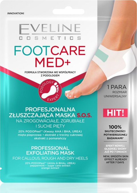 Eveline Foot Care Med+ Profesjonalna Złuszczająca Maska płachtowa S.O.S na pięty 1 para