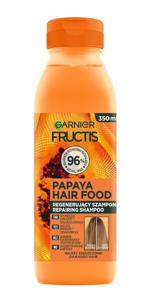 GARNIER Fructis Hair Food Papaya Szampon regenerujący do włosów zniszczonych 350 ml