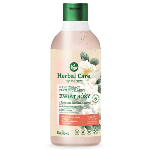 HERBAL CARE Nawilżający płyn micelarny Kwiat Róży z kwasem hialuronowym 400 ml