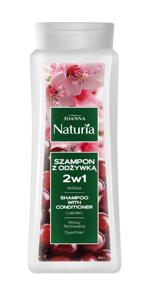 JOANNA Naturia Szampon z odżywką 2w1 do włosów farbowanych - Wiśnia 500 ml