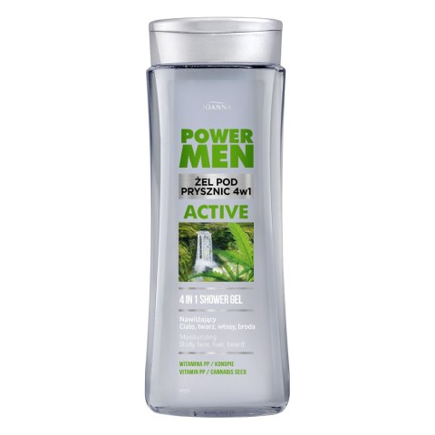 JOANNA Power Men Żel pod prysznic 4w1 Active - Konopie i Wit. PP 300 ml