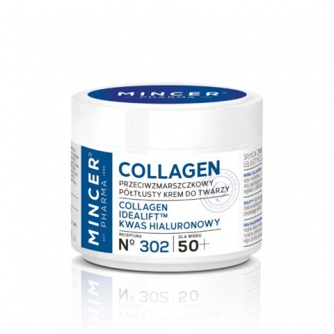 MINCER Collagen N302 50+ Przeciwzmarszczkowy krem półtłusty do twarzy 50 ml MINCER Collagen N302 50+ Przeciwzmarszczkowy krem półtłusty do twarzy 50 ml