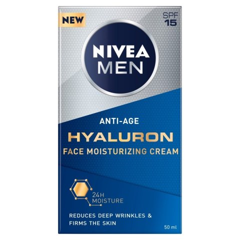 NIVEA Men Hyaluron Przeciwzmarszczkowy krem do twarzy Anti-Age SPF 15 50 ml NIVEA Men Hyaluron Przeciwzmarszczkowy krem do twarzy Anti-Age SPF 15 50 ml