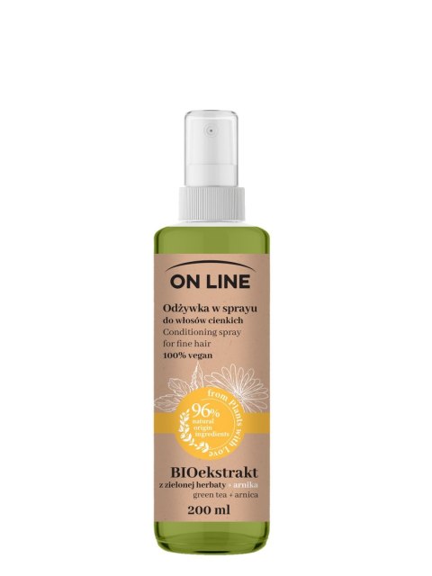 On Line From Plants With Love Odżywka do włosów w sprayu BIOekstrakt z Zielonej Herbaty i Arnika 200ml On Line From Plants With Love Odżywka do włosów w sprayu BIOekstrakt z Zielonej Herbaty i Arnika 200ml