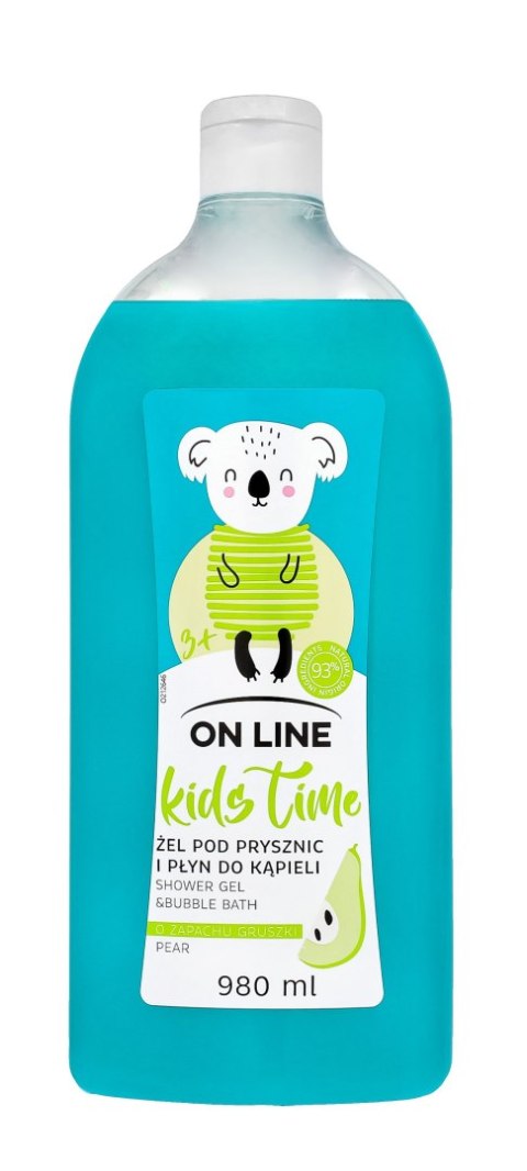 On Line Kids Time Żel pod prysznic i do kąpieli 2w1 dla dzieci - zapach gruszki 980ml On Line Kids Time Żel pod prysznic i do kąpieli 2w1 dla dzieci - zapach gruszki 980ml