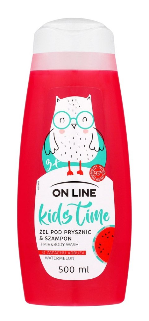 On Line Kids Time Żel pod prysznic i szampon 2w1 dla dzieci - zapach arbuza 500ml On Line Kids Time Żel pod prysznic i szampon 2w1 dla dzieci - zapach arbuza 500ml