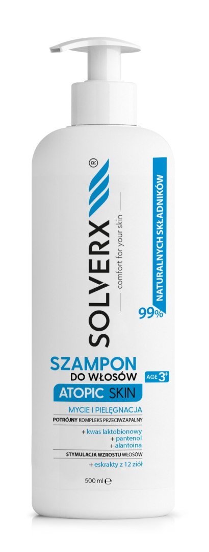 SOLVERX Atopic Skin Szampon do włosów - pielęgnujący i przeciwzapalny 500ml