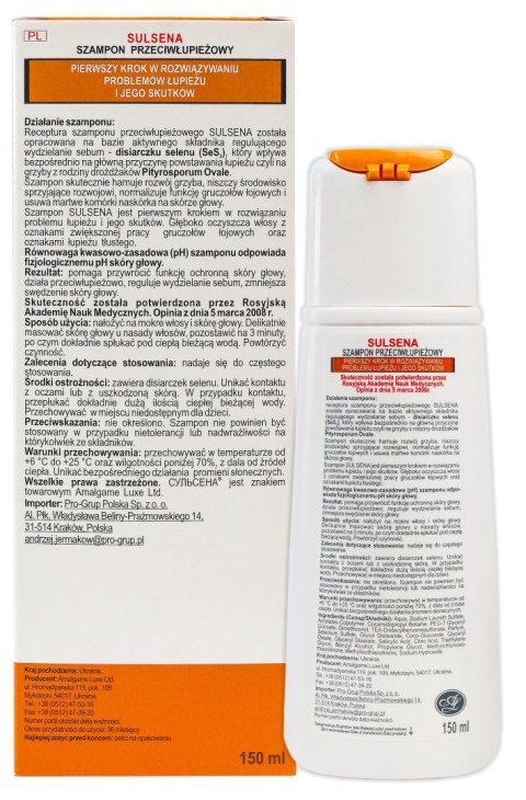 SULSENA Szampon do włosów przeciwłupieżowy 150 ml SULSENA Szampon do włosów przeciwłupieżowy 150 ml