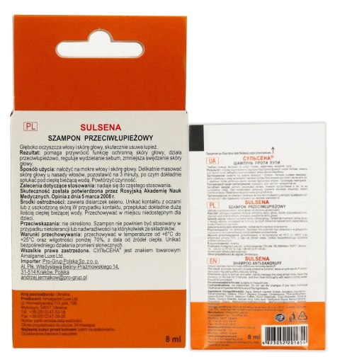 SULSENA Szampon przeciwłupieżowy - saszetki (5 szt x 8 ml.) SULSENA Szampon przeciwłupieżowy - saszetki (5 szt x 8 ml.)