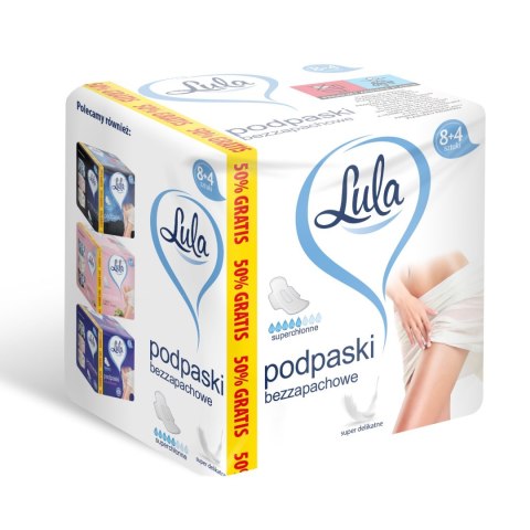 LULA Podpaski higieniczne bezzapachowe - super delikatne 1op.-12szt (8+4 gratis)