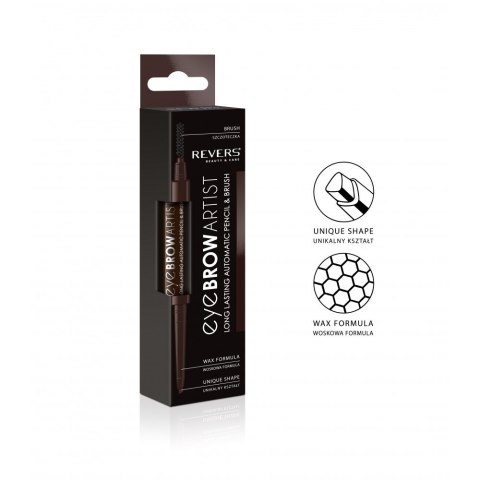 REVERS Kredka automatyczna do brwi Eye Brow Artist ze szczoteczką - ciemny brąz 1szt