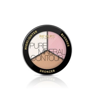 REVERS Zestaw do konkurowania twarzy bronzera, różu do policzków oraz rozświetlacza PURE MINERAL CONTOUR 02 - 7,5 g