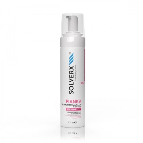 SOLVERX Sensitive Skin Pianka do mycia i demakijażu twarzy i oczu do cery wrażliwej 200ml