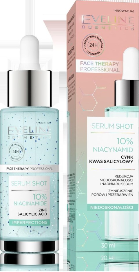 EVELINE Face Therapy Professional Serum Shot Kuracja redukująca niedoskonałości - 10% Niacynamid 30 ml EVELINE Face Therapy Professional Serum Shot Kuracja redukująca niedoskonałości - 10% Niacynamid 30 ml