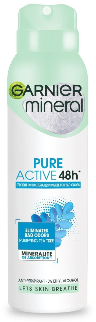 GARNIER Mineral Dezodorant spray Pure Active 48h - Efficient On Bacteria 150 ml GARNIER Mineral Dezodorant spray Pure Active 48h - Efficient On Bacteria 150 ml