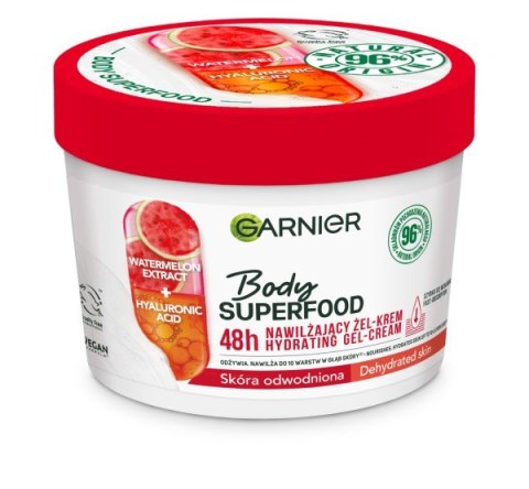 Garnier Body SuperFood Nawilżający Żel-krem do ciała Watermelon Extract+Hyaluronic Acid - skóra odwodniona 380ml Garnier Body SuperFood Nawilżający Żel-krem do ciała Watermelon Extract+Hyaluronic Acid - skóra odwodniona 380ml